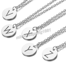 New Silver Color Hollow Letter Necklace For Women Stainless Steel Initial Alphabet Pendant Chain Necklaces Choker Name Jewelry