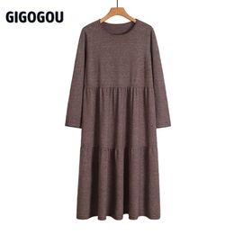 GIGOGOU Oversized Women Sweater Dress Autumn Winter Casual Loose Jumper Top Knitted Pullover Straight Dresses Tunic Tops 210309