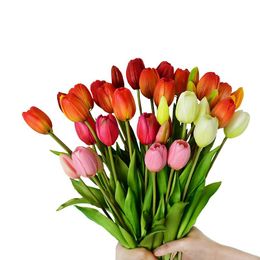 Decorative Flowers & Wreaths 5PCS Simulation Tulip Artificial Flower Luxury Silicone Touch Bouquet Fake Wedding Festival Decoration Home Gar