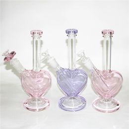 Glass Beaker Bongs Hookahs Smoking Water Pipes bubble hand pipe purple pink Tobacco Oil Dab Rigs 14mm Female Joint