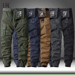 Men Casual Cotton Cargo Pants Elastic Outdoor Hiking Trekking Tactical Sweatpants Male Military Multi-Pocket Combat Trousers 211112