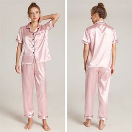 Women Pajamas Sets Plus Size Silk 's Pyjamas For Sleepwear Female Home Clothes Summer BANNIROU 210809