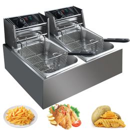 6L 2.5kw Electric Fryer Two Tanks Deep Fryer Chincken Frying Machine Kitchen French Fries Commercial Fryer Machine