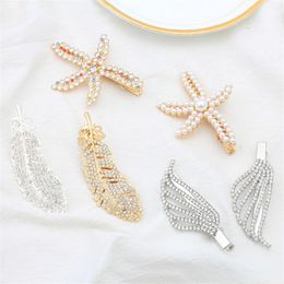 feather barrette Australia - Hair Clips & Barrettes Korean Butterfly Duckbill Clip Shiny Crystal Bangs Hairpin Women's Side Rhinestone Feather Accessories Wholesale