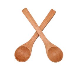 2021 Wooden Round Bamboo Spoon Soup Tea Coffee Salt Spoon Jam Scoop DIY Kitchen Tool Kids Ice Cream Tableware Tool