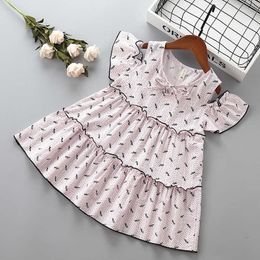 3-7 year High quality girl dress summer fashion Draped ruched kid children clothing party formal princess 210615