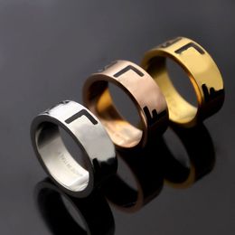 Top Quality Women Designer Love Rings Black Simple F Letter Stainless Steel 3 Colours Engagement Ring Fashion Jewellery Lady Party Gifts