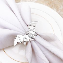 Napkin Rings 8pcs/lot Halloween Black Bat Ring Metal Buckle Suitable For Holiday Party Table Decoration Supplies