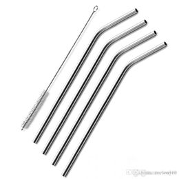 Stainless Steel Drinking Straw Set Reusable Straws Metal Drinking Straw Bar Drinks Party wine Accessories Straight&Bent style XDH0118