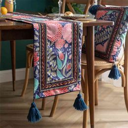 Nordic Light Luxury Style Embroidered Table Runner Home Dining Cloth 210628