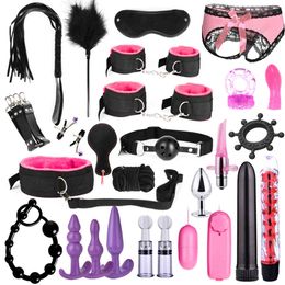 BDSM Kit Toys for G-spot Vibrators Game SM Bondage Restraint Adult toy Nylon Handcuffs Clit Stimulator Sex Shop