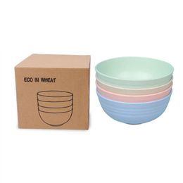Wheat Straw Bowls 4Pcs/Set Healthy Household Kitchen Rice Bowl Creative Instant Noodle Bowl 4 Colors
