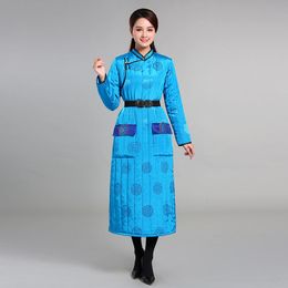 Winter long Party dresses Vintage ethnic style women clothing tang suit Mongolian robe Traditional Qipao vestido elegant Cheongsam Dress