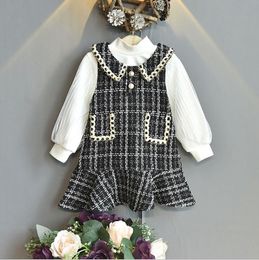 Autumn Winter Girl Clothes set Sleeveless Dress Kid Clothing Vest Dress Shirt Tops for Girl 2 3 4 5 6 7 Y Girls Dress