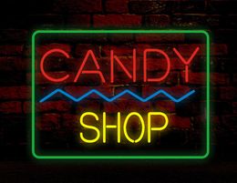 CANDY SHOP Leuchtreklame, RGB-Röhre, Bar, Geschäft, Werbung, Heimdekoration, Kunst, Geschenk, Display, Metallrahmen, Größe 24''X20''