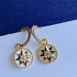 Women high quality Fairy compass earrings S925 Sterling silver Jewellery Original White Fritillary Angel Lustre Fresh and refined