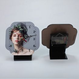 Sublimation Alarm Clock Decor MDF Wooden Photo Frame Engraving Blank DIY Christmas Ornaments