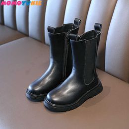 PU Leather Children Martin Boots High Quality Boys Girls Sport Shoes Fashion Embroidered Soft Non-slip Ankle Kids Fashion Boots 210713
