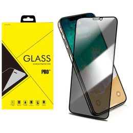 Anti-spy Privacy Full Cover Tempered Glass Protector Silk Printed FOR IPHONE 13 12 11 Pro Max XR XS 6 7 8 PLUS 100PCS/LOT IN RETAIL PACKAGE