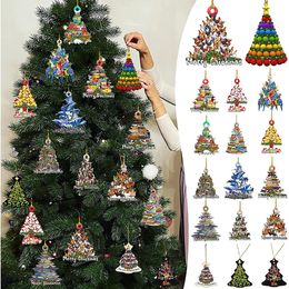 Christmas Tree Animal Wooden Family Ornaments Personalized Gifts Butterfly Panda Dolphin Puppy Rooster Hanging Pendant 50pcs w-00961