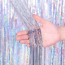 Party Decoration Anniversary Decor Backdrop Curtains Glitter Multicolor Tinsel Fringe Foil Curtain Birthday Wedding Baby Shower