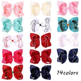 6Inch Baby Ribbon Bow Clips Girls Large Bowknot Barrette Kids Hair Boutique Bubble Flower Children Hair Accessories Sweet Girl Hairpin Solid Color