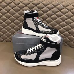 Luxurious Brand America Cup High-top Sneakers Shoes Men Rubber Sole Casual Walking Fabric Patent Leather Comfort Outdoor Runner Sports EU38-46