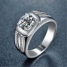 Mens Rings Crystal Business ring men's new creative silver Plated Platinum Wedding diamond boyfriend Lady Cluster styles Band