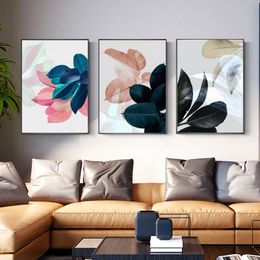 Colourful Leaves Wall Pictures for Living Room Home Decoration Nordic Plants Poster Wall Art Canvas Painting Posters and Prints