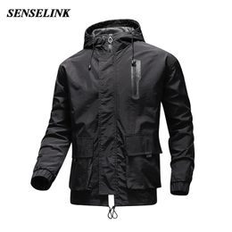Men Autumn Winter Plus Size 5Xl Jacket Hooded Windproof Loose Sports 100% Nylon Hong Kong Version Tooling Wind 211110