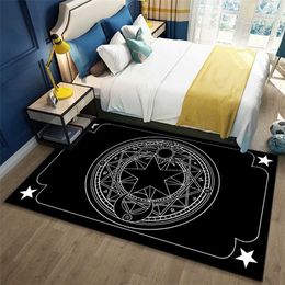 Home 3D Carpet for Living Room Sun God Totem Black Play Rugs Flannel Anti-slip Kithcen Rugs and Carept for Bed Room 160x230cm 210727