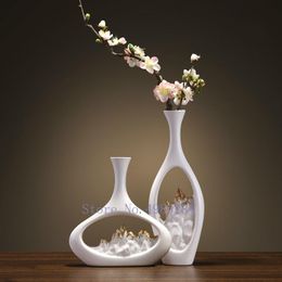 vases for table decorations UK - Vases Chinese Style Retro Vase Cutout Mountain Handmade Golden Flower Arrangement Living Room Table Decoration