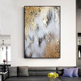 Best Selling Pure Hand painted Thick Textured Abstract Oil Painting Pop Art Abstract Gold Oil Painting on Canvas for living room 210310