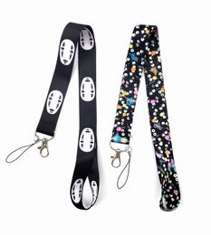 Anime No-Face man Cartoon Lanyards Badge Holder Keychain ID Card Pass Gym Mobile Badges Holders Lanyard Key Holder for Bags Wallet Backpack