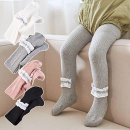 Footies Children's Pantyhose Spring And Autumn Soft Cotton Baby Tights 0-4 Years Old Kids Girls Princess Lace Stockings