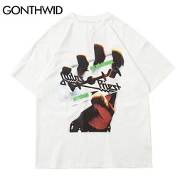 Tshirts Blade Hand Print Tees Shirts Streetwear Hip Hop Harajuku Casual Gothic Punk Rock Short Sleeve Mens Tops 210602