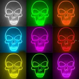 Máscara de Halloween LED Fulgor Skull Máscaras para Kids Newyear Night Club Masquerade Cosplay Traje LLD10320