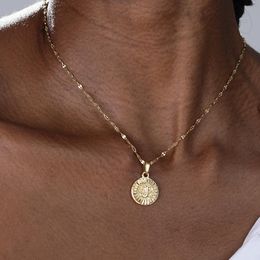 Pendant Necklaces A-Z Initial Round Letter Necklace For Women Stainless Steel Gold Choker Circle Coin Birthday Jewellery BFF