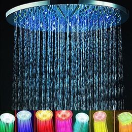 7 Colours Automatic Changing 8" Round Bathroom LED Light Rain Top Shower Head ABS Bathroom Product Home Improvement Shower Head Y200109