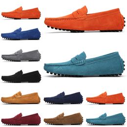 2021 running shoes fashion walking jogging casual Selling black pink blue gray orange green brown mens slip on lazy leather peas