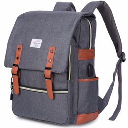 Modoker Vintage Laptop Backpack Charging Port Lightweight School College Bag Rucksack Fits Notebook