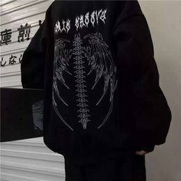 Streetweawwear Harajuku Hoodie Y2K Топы Девушки Ретро Готический Негабаритный капюшон Панк Аниме Распечатать Одежда Хип-Хоп Высшие уличные Толстовки 210928