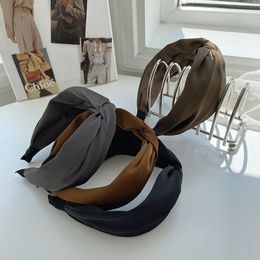 Satin Cross Wide-brim Handband Fashion Hair Accessories Women Solid Color Fabric Wash Hairband Boutique Cute Hair Hoop Headwear