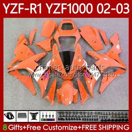 Motorcycle Fairings For YAMAHA YZF R 1 1000 CC YZF-R1 YZFR1 02 03 00 01 Body 90No.70 YZF1000 YZF R1 1000CC 2002 2003 2000 2001 YZF-1000 2000-2003 OEM Orange white Bodywork