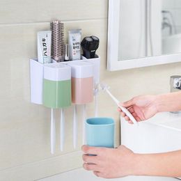 Bath Accessory Set Toothbrush Holder Storage Box Bathroom Accessories Squeezer Dispenser 4 Pcs Case Household 3 Cups Wash