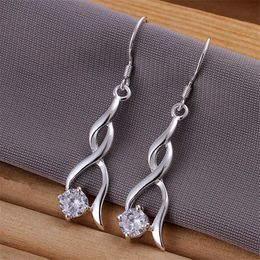 Womens Earrings Dangle crystal silver plated Jewelry fashion tassel twisted Zircon drop style