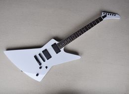 White unusual shaped electric guitar with EMG pickups,fixed bridge,Rosewood fretboard,offering Customised services