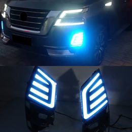 1 Set Car Daytime Running Light With Yellow Turn Signal Fog Lamp day light LED DRL For Nissan Patrol 2020 2021