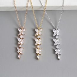 Europe America Fashion Style Lady Women Engraved T Letter 18K Gold Chain Necklace Mixed Cluster Diamond Drop Pendant 3 Color