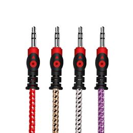 Vnew high quality Colourful Nylon Braid 3.5mm male to 3.5mm male Headphone Audio Cable for mobilephone